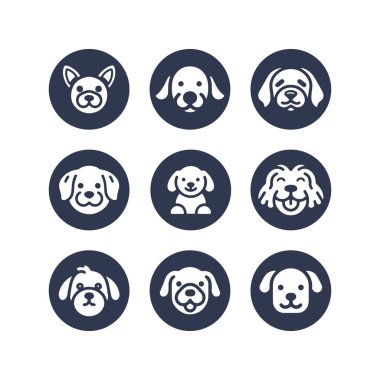 Köpek silueti vektör çizgi film logosu seti