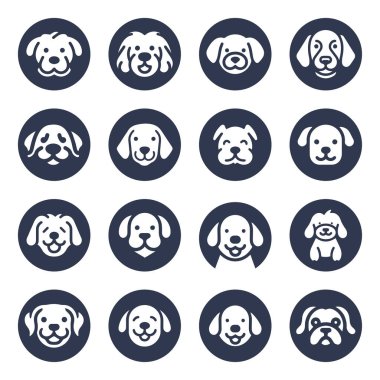 Köpek silueti vektör çizgi film logosu seti
