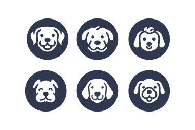 Köpek silueti vektör çizgi film logosu seti