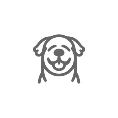 Çizgi film şirin Köpek siluet vektör çizgisi simgesi ayarlandı