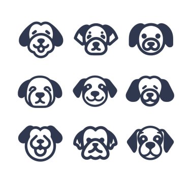 Köpek eli çizilmiş siluet vektör simgesi seti