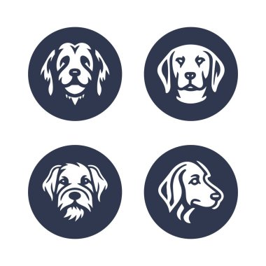 Köpek eli çizilmiş siluet vektör simgesi seti