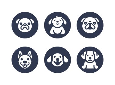 Köpek silueti vektör çizgi film logosu seti