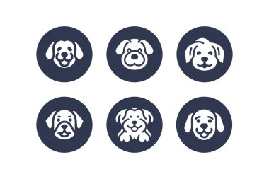 Köpek silueti vektör çizgi film logosu seti