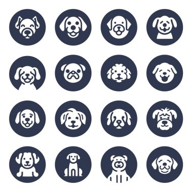 Köpek silueti vektör çizgi film logosu seti