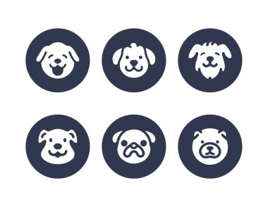 Köpek silueti vektör çizgi film logosu seti