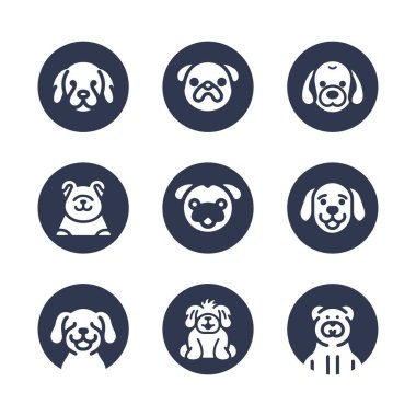 Köpek silueti vektör çizgi film logosu seti