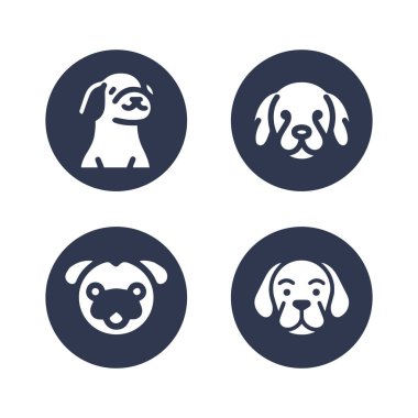 Köpek silueti vektör çizgi film logosu seti
