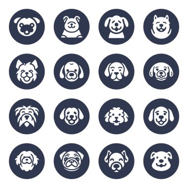 Köpek silueti vektör çizgi film logosu seti