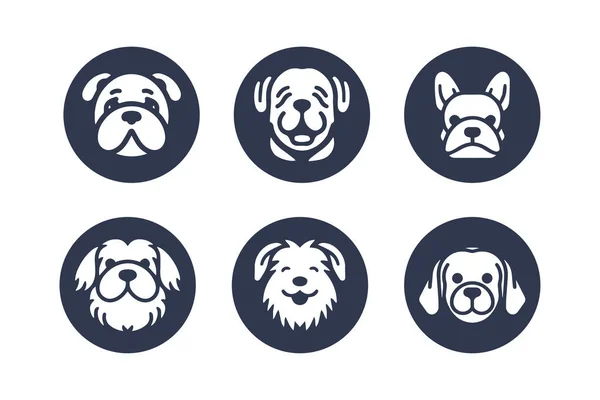 Cute Dog Vector Icon Set — Stock Vector