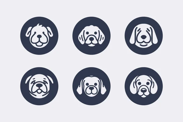 Cute Dog Vector Icon Set — Stock Vector