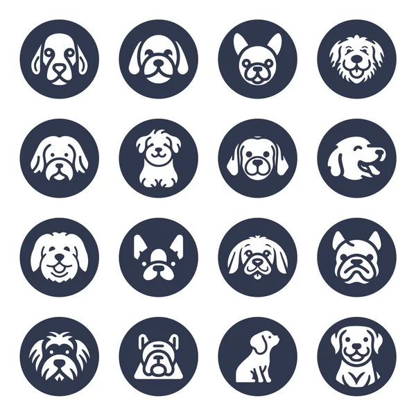 Niedliche Dog Vektor Icon Set — Stockvektor