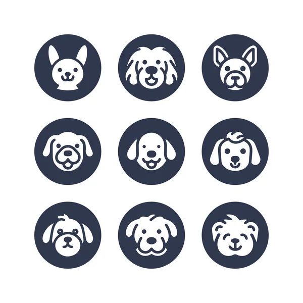 Cão Silhueta Vetor Desenho Animado Logotipo Conjunto —  Vetores de Stock