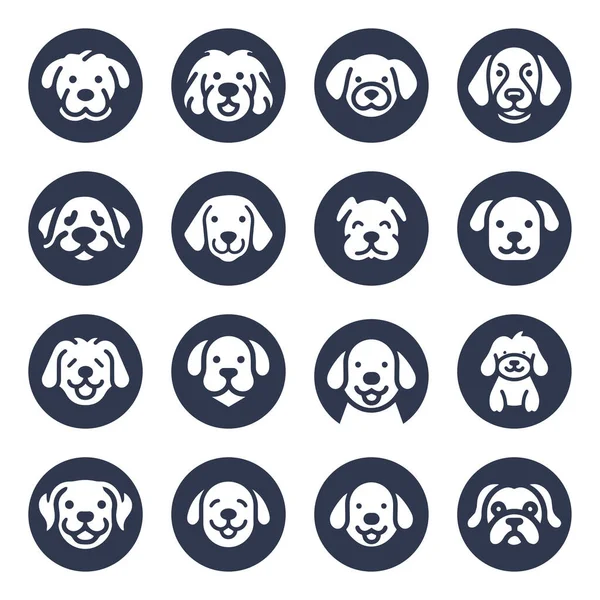 Hund Silhouette Vektor Cartoon Logo Set — Stockvektor