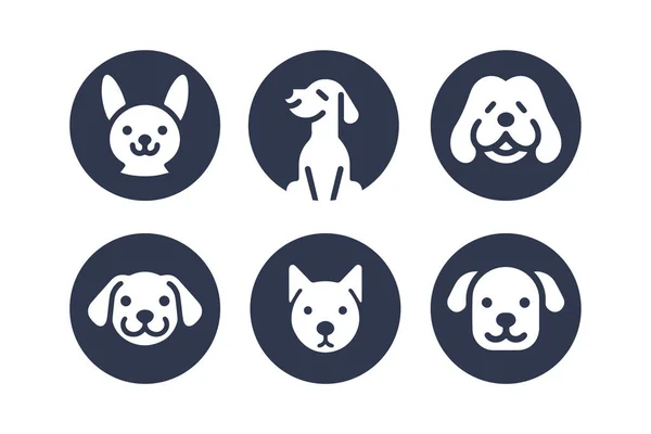 Hond Silhouet Vector Cartoon Logo Set — Stockvector