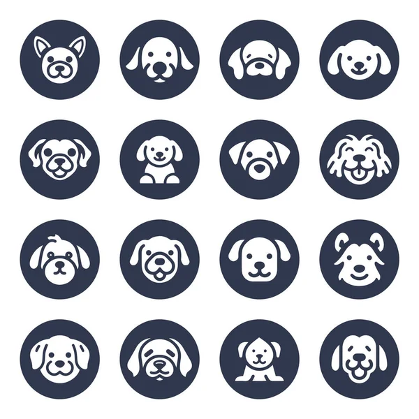 Hund Silhouette Vektor Cartoon Logo Set — Stockvektor