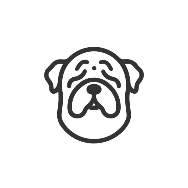 漫画かわいい犬のシルエットベクトルラインアイコンセット — ストックベクタ