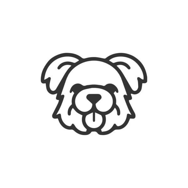 Desenhos Animados Bonito Cão Silhueta Vetor Linha Ícone Definido —  Vetores de Stock
