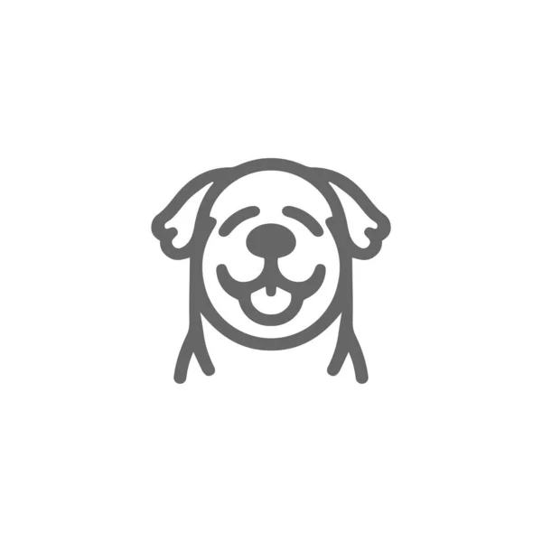 Desenhos Animados Bonito Cão Silhueta Vetor Linha Ícone Definido — Vetor de Stock