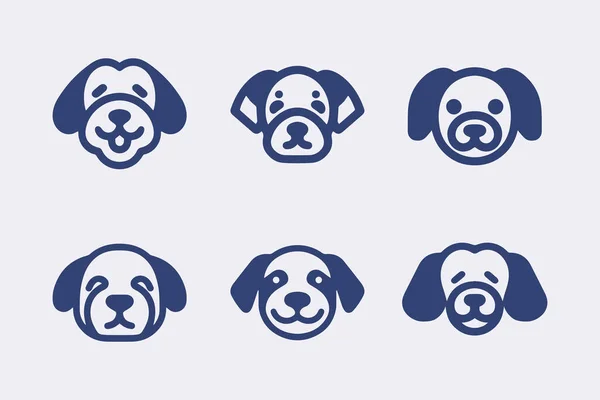 Dog Hand Gezeichnet Silhouette Vektor Icon Set — Stockvektor
