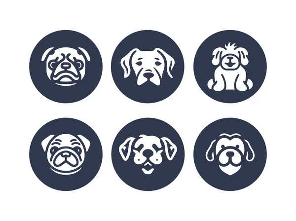 Cão Silhueta Vetor Desenho Animado Logotipo Conjunto — Vetor de Stock