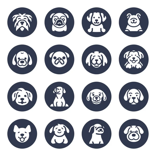 Cão Silhueta Vetor Desenho Animado Logotipo Conjunto — Vetor de Stock