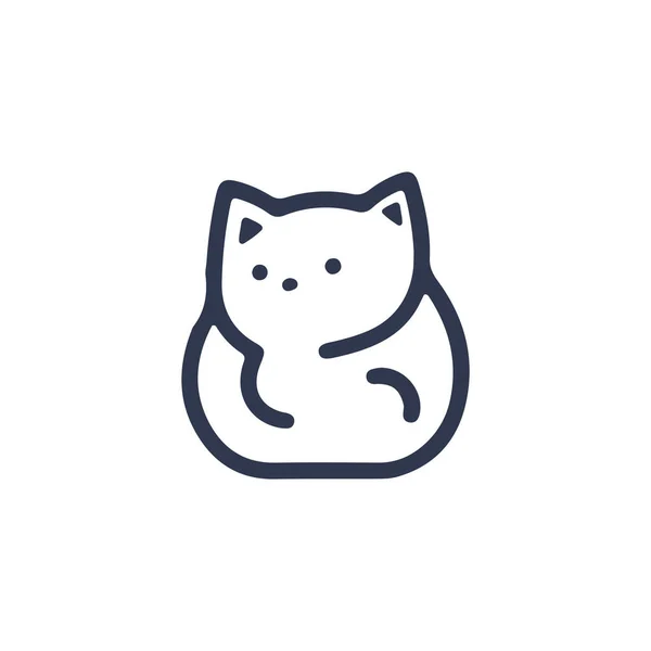 Cartoon Cat Kitten Face Line Vector Icon Set Isolated — Stock Vector