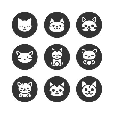 Çizgi film kedisi, yavru kedi vektör simgesi izole edildi