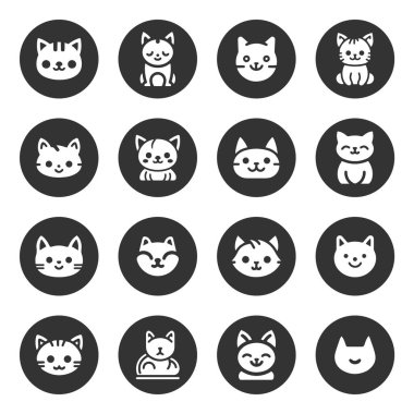 Çizgi film kedisi, yavru kedi vektör simgesi izole edildi