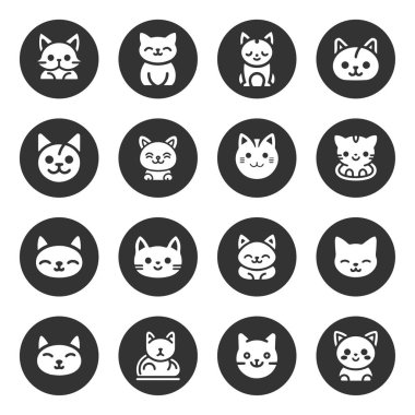 Çizgi film kedisi, yavru kedi vektör simgesi izole edildi