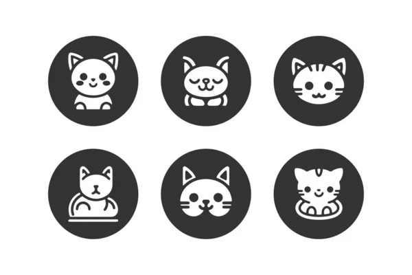 Cartoon Cat Kitten Vector Icon Set Isolated — Stock Vector