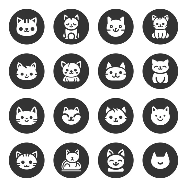 Cartoon Cat Kitten Vector Icon Set Isolated — Stock Vector