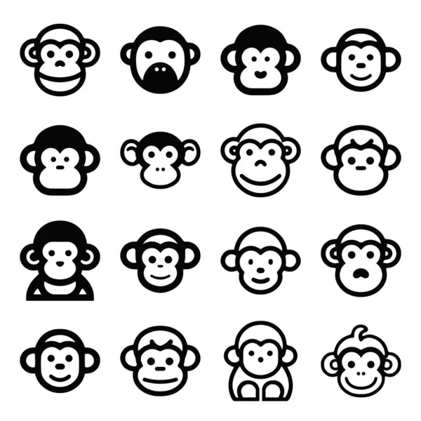 Мультяшна Мавпа Значок Лінії Обличчя — стоковий вектор