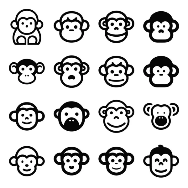 Мультяшна Мавпа Значок Лінії Обличчя — стоковий вектор