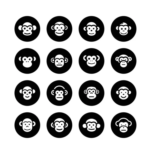 Мультяшна Мавпа Обличчя Чорного Кола Значок — стоковий вектор