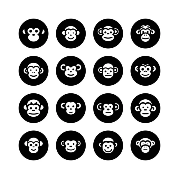 Мультяшна Мавпа Обличчя Чорного Кола Значок — стоковий вектор