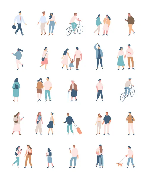 Different People Flat Vector Silhouette Bundle Male Female Flat Faceless — ストックベクタ