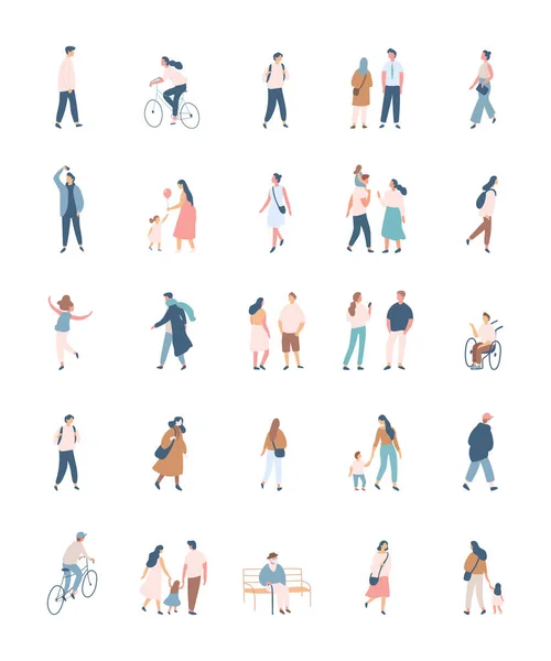 Different People Flat Vector Silhouette Bundle Male Female Flat Faceless — Wektor stockowy