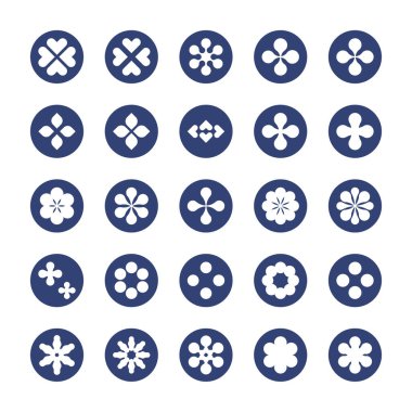 Vektör çiçek ikonu ayarlandı. Donmuş şekil