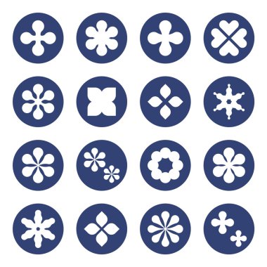 Vektör çiçek ikonu ayarlandı. Donmuş şekil