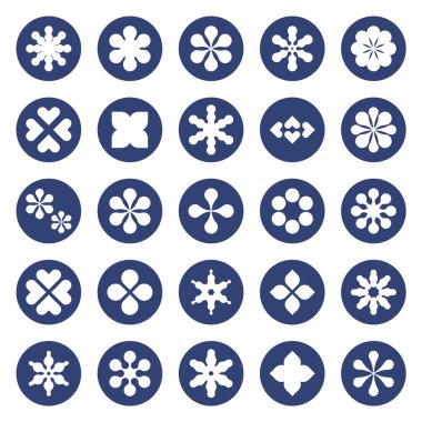 Vektör çiçek ikonu ayarlandı. Donmuş şekil