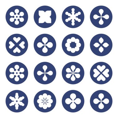 Vektör çiçek ikonu ayarlandı. Donmuş şekil