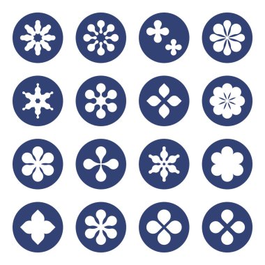 Vektör çiçek ikonu ayarlandı. Donmuş şekil