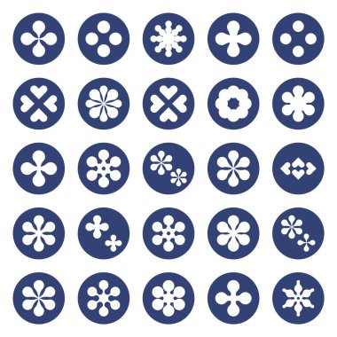 Vektör çiçek ikonu ayarlandı. Donmuş şekil