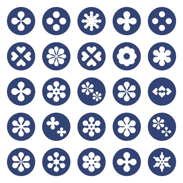 Ensemble Icônes Florales Vectorielles Forme Faucheuse — Image vectorielle