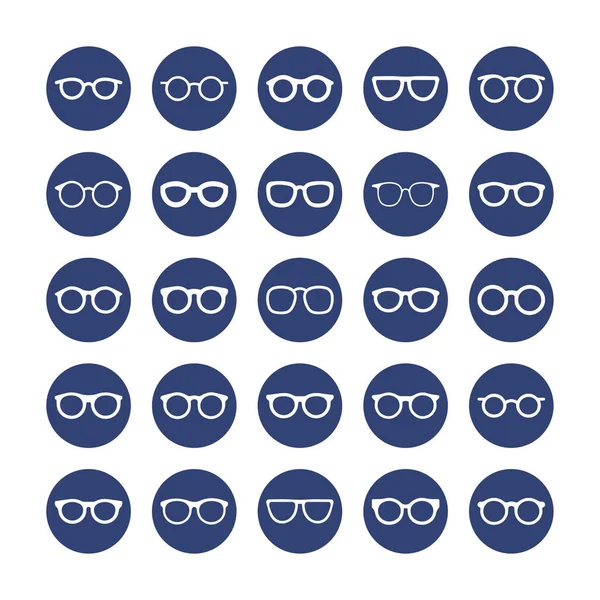 Kolekce Ikon Kruhových Vektorů Brýlí — Stockový vektor