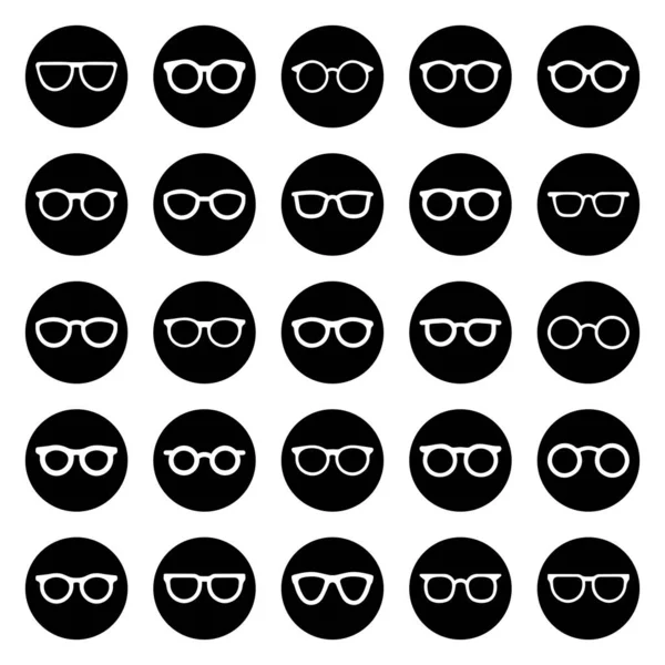 Gafas Graduadas Círculo Vector Icono Colección — Archivo Imágenes Vectoriales