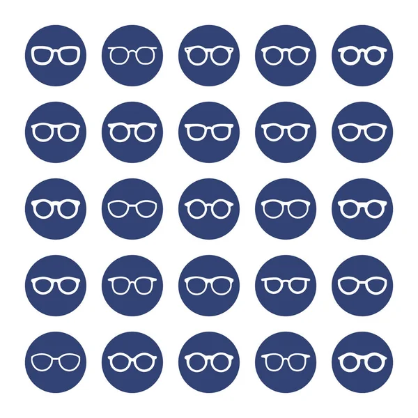 Brillen Cirkel Vector Pictogram Collectie — Stockvector