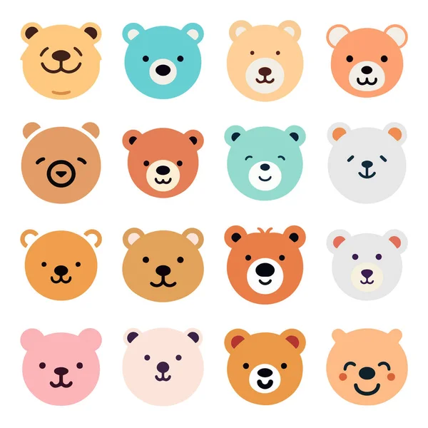 Cute Teddy Bear Cartoon Collection Vector Illustration Isolated White Background — Stock Vector