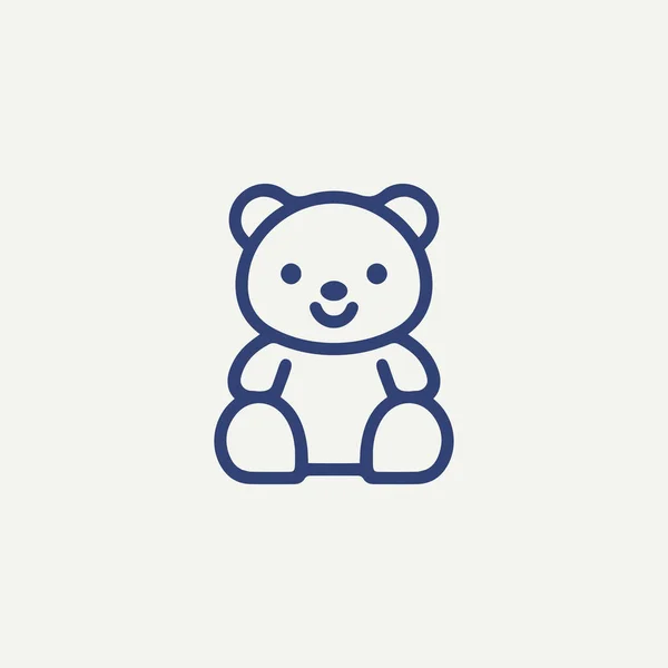 Teddy Bear Tecknad Linje Ikon — Stock vektor